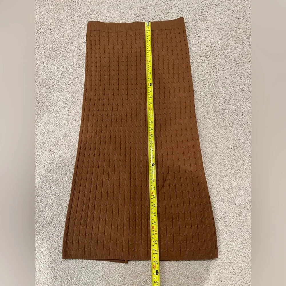 JOIE Chic Brown Boho Ribbed Knit Tube Maxi Skirt